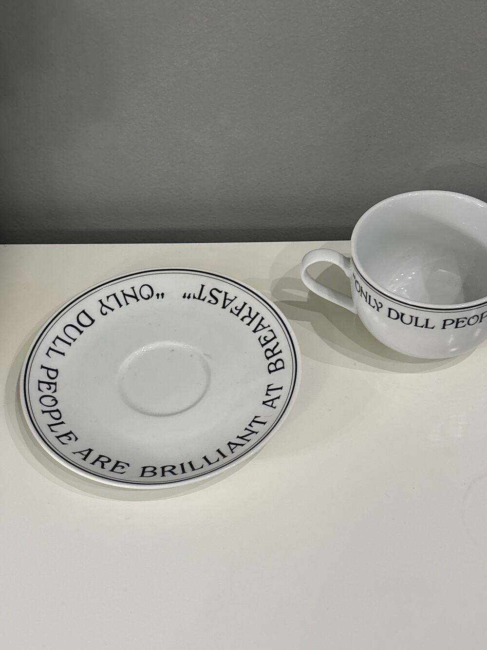 Past Times Oscar Wilde Quote Only Dull People Jumbo Breakfast Cup And Saucer